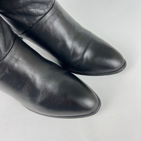 Joyce Vintage Womens Narrow Black Leather Tall Heeled Boots Vtg 80s size 7N - Picture 9 of 16